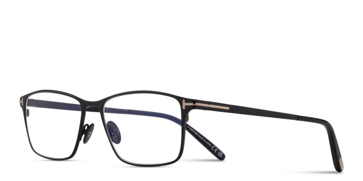 Shop TOM FORD Logo Rectangle Eyeglasses in Black online.