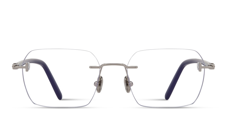 Shop TOM FORD Logo Rimless Rectangle Eyeglasses in Silver online.