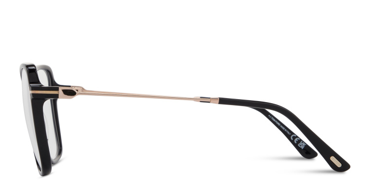 Shop TOM FORD Logo Wide Butterfly Eyeglasses in Black online.