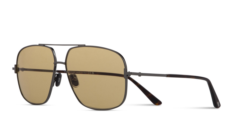 Shop TOM FORD Tex Aviator Sunglasses in Gunmetal online.