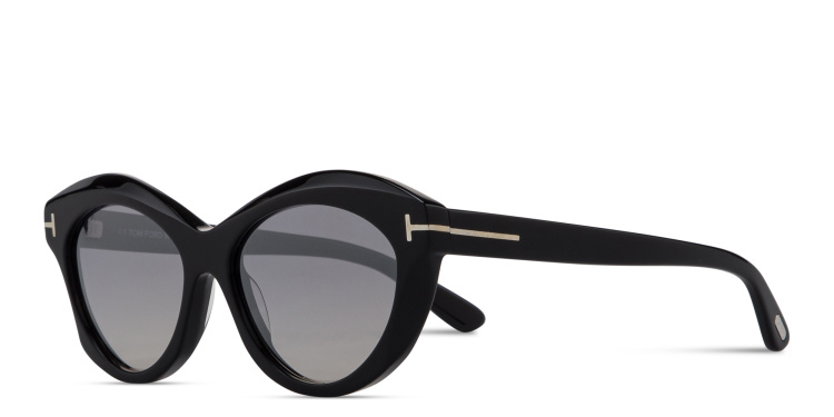 Shop TOM FORD Toni Oval Sunglasses in Black online.