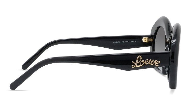 Shop LOEWE Curvy Black Round Sunglasses in Black online.