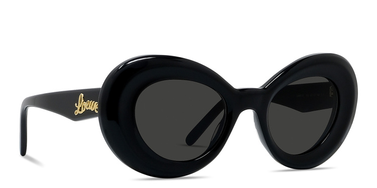 Shop LOEWE Curvy Black Butterfly Sunglasses in Black online.