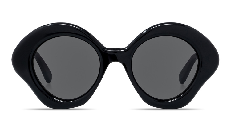 Shop LOEWE Curvy Black Irregular Sunglasses in Black online.