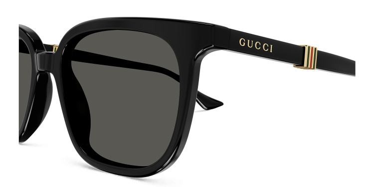 Shop GUCCI Running Web Square Sunglasses in Black online.