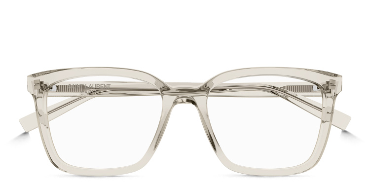 تسوق نظارات طبية نيو إيسنشل بإطار مستطيل واسع سان لوران بلون بيج أونلاين.