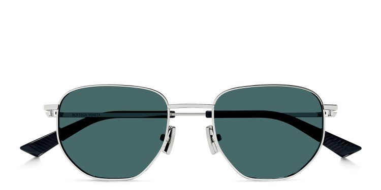 Shop BOTTEGA VENETA Split Unisex Irregular Sunglasses in Silver online.
