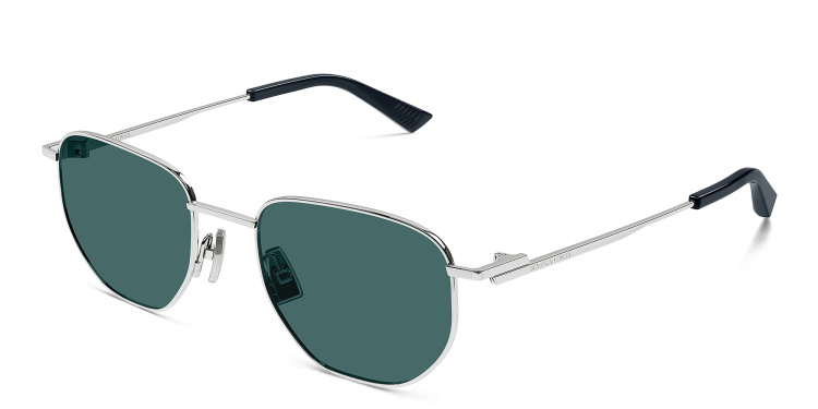 Shop BOTTEGA VENETA Split Unisex Irregular Sunglasses in Silver online.