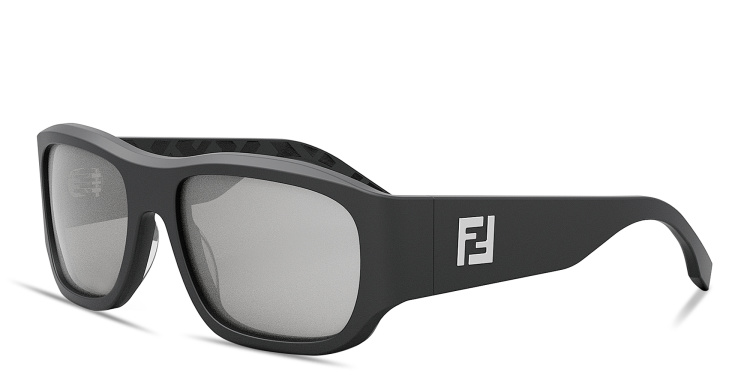 Shop FENDI FF Logo Rectangle Sunglasses in Grey online.