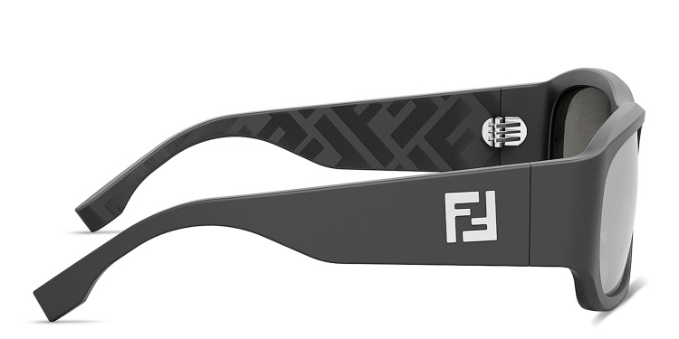 Shop FENDI FF Logo Rectangle Sunglasses in Grey online.