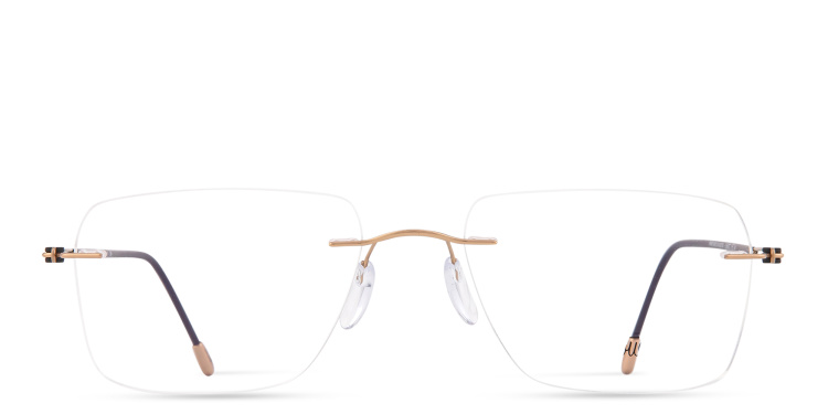 Shop Silhouette Lite Spirit RL Rimless Wide Square Eyeglasses in Gold online.