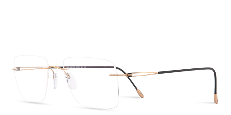 Shop Silhouette Lite Spirit RL Rimless Wide Square Eyeglasses in Gold online.