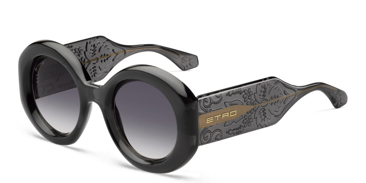Shop ETRO Paisley Oversized Round Sunglasses in Grey online.