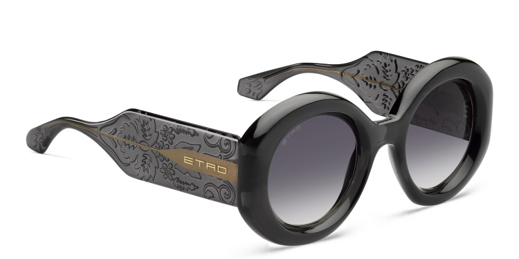 Shop ETRO Paisley Oversized Round Sunglasses in Grey online.