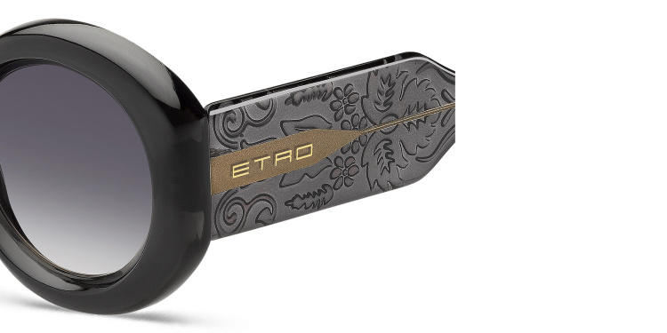 Shop ETRO Paisley Oversized Round Sunglasses in Grey online.