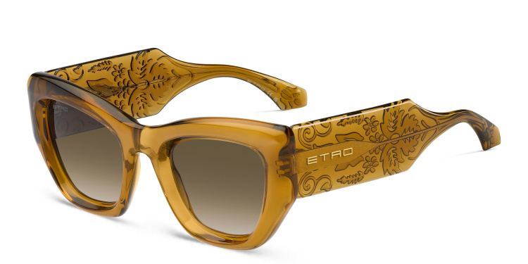 Shop ETRO Paisley Rectangle Sunglasses in Gold online.