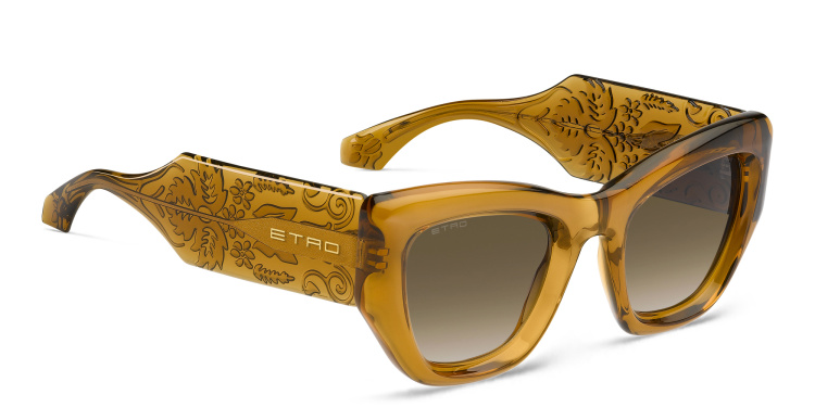 Shop ETRO Paisley Rectangle Sunglasses in Gold online.