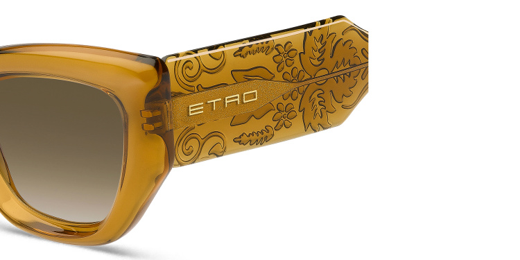 Shop ETRO Paisley Rectangle Sunglasses in Gold online.