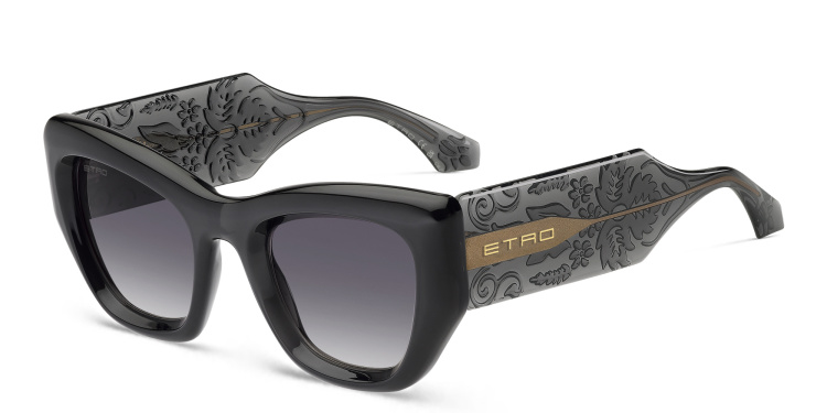 Shop ETRO Paisley Rectangle Sunglasses in Grey online.
