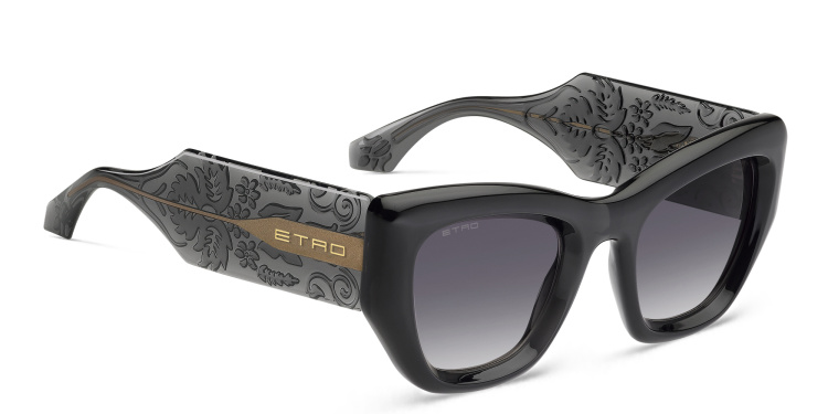 Shop ETRO Paisley Rectangle Sunglasses in Grey online.