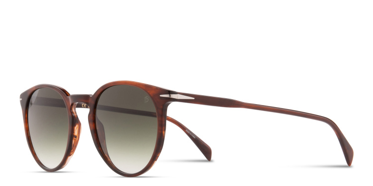 Shop DAVID BECKHAM Timeless Icons Round Sunglasses in Brown online.