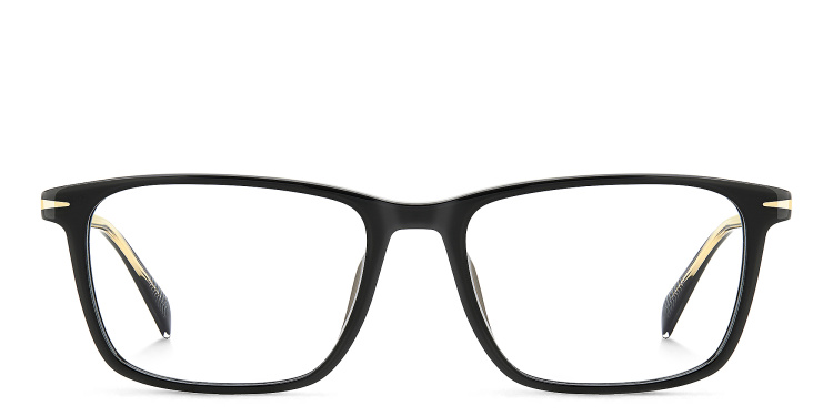 Shop DAVID BECKHAM Timeless Icons Rectangle Eyeglasses in Black online.