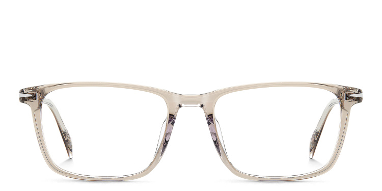 Shop DAVID BECKHAM Timeless Icons Rectangle Eyeglasses in Beige online.