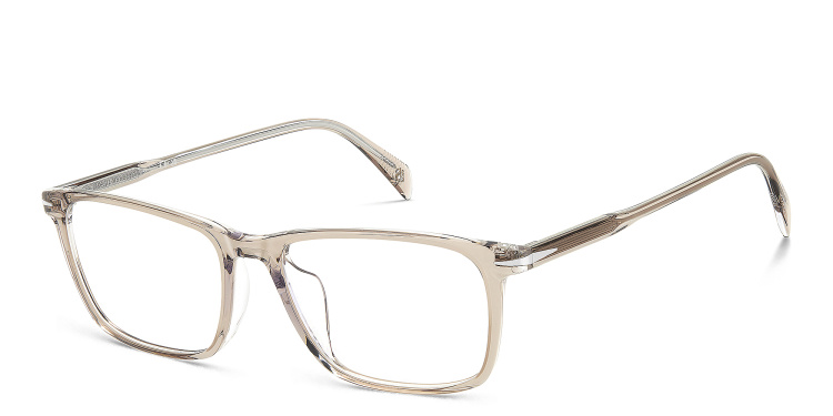 Shop DAVID BECKHAM Timeless Icons Rectangle Eyeglasses in Beige online.