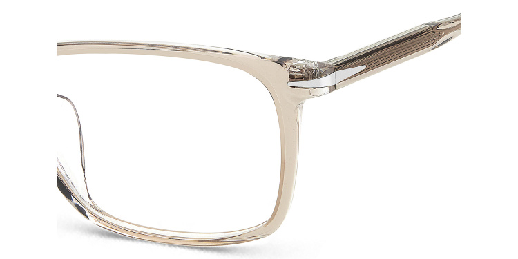 Shop DAVID BECKHAM Timeless Icons Rectangle Eyeglasses in Beige online.