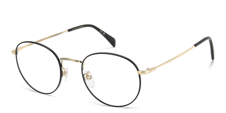 Shop DAVID BECKHAM Timeless Icons Panthos Eyeglasses in Gold online.