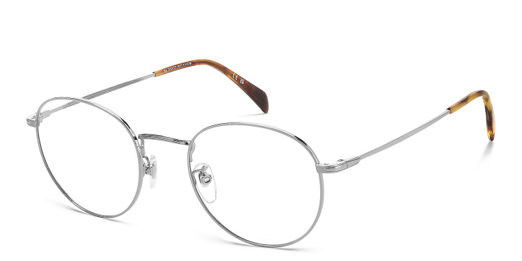 Shop DAVID BECKHAM Timeless Icons Panthos Eyeglasses in Silver online.