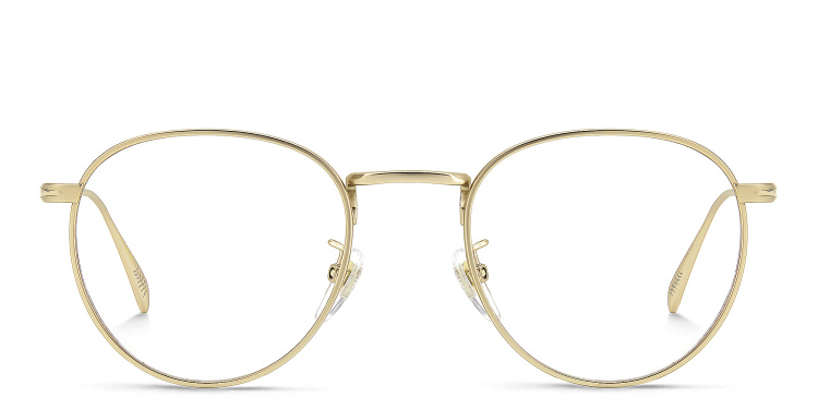 Shop DAVID BECKHAM Timeless Icons Panthos Eyeglasses in Gold online.