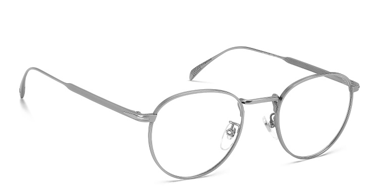 Shop DAVID BECKHAM Timeless Icons Panthos Eyeglasses in Silver online.