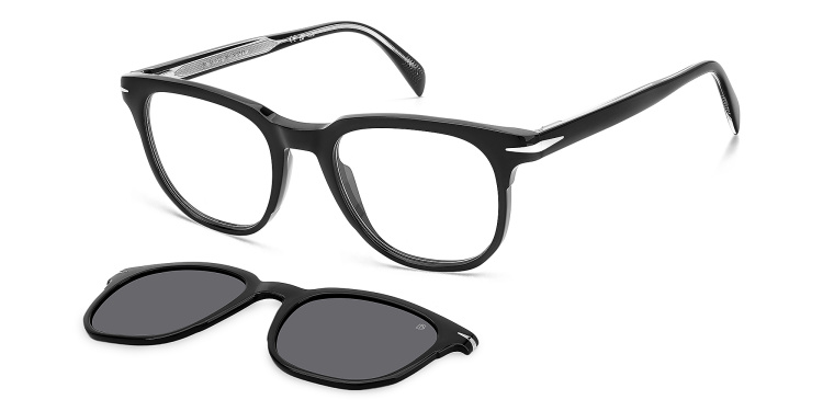 Shop DAVID BECKHAM Style Pioneer Square Eyeglasses in Black online.