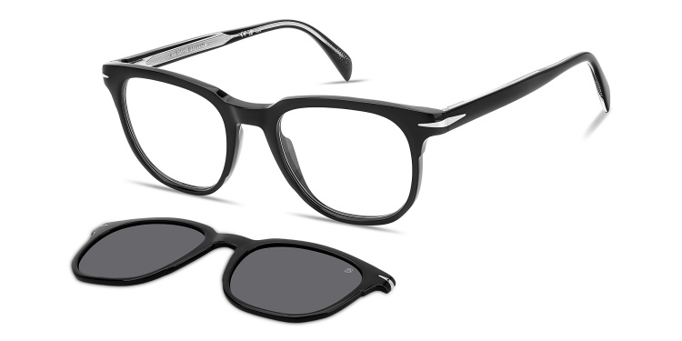 Shop DAVID BECKHAM Style Pioneer Square Eyeglasses in Black online.