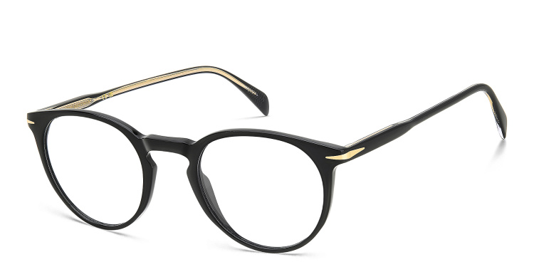 Shop DAVID BECKHAM Timeless Icons Panthos Eyeglasses in Black online.