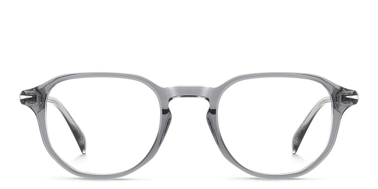 Shop DAVID BECKHAM Timeless Icons Irregular Eyeglasses in Grey online.