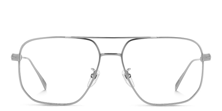 Shop DAVID BECKHAM Style Pioneer Wide Rectangle Eyeglasses in Silver online.