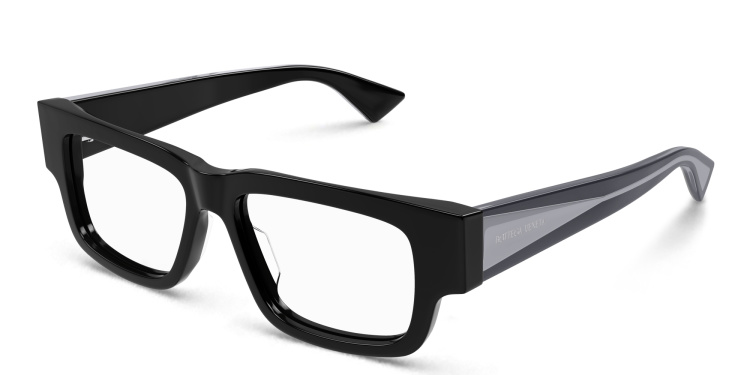 Shop BOTTEGA VENETA New Classic Rectangle Eyeglasses in Black online.