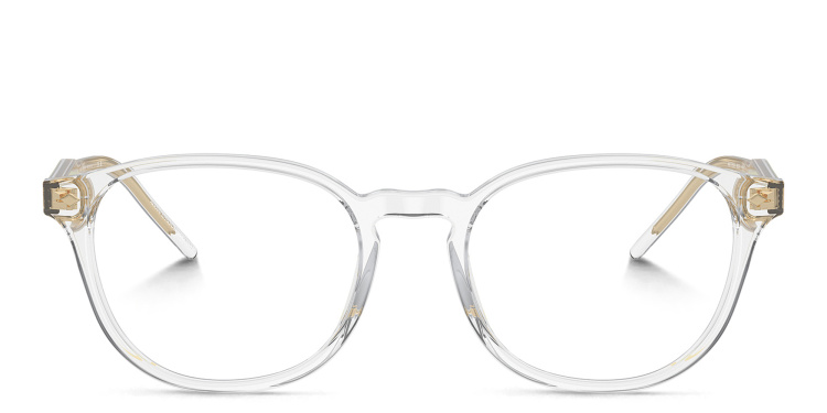 Shop GIORGIO ARMANI Logo Panthos Eyeglasses in Clear online.