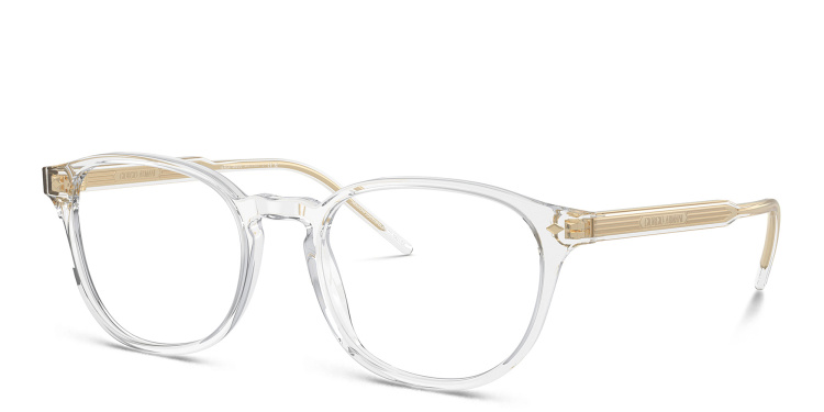 Shop GIORGIO ARMANI Logo Panthos Eyeglasses in Clear online.