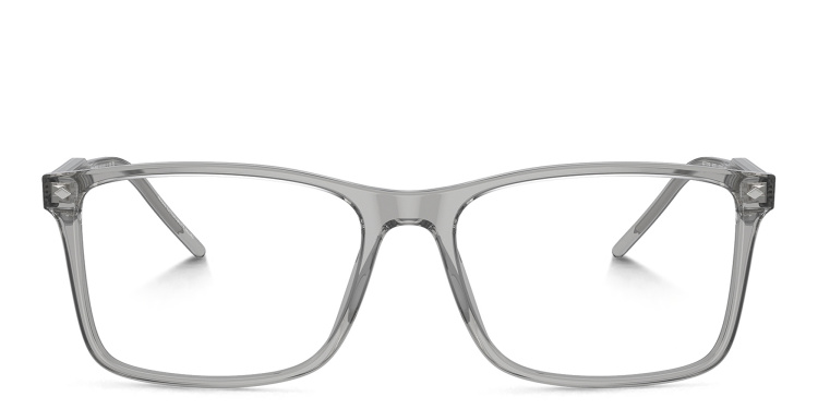 Shop GIORGIO ARMANI Logo Wide Rectangle Eyeglasses in Grey online.