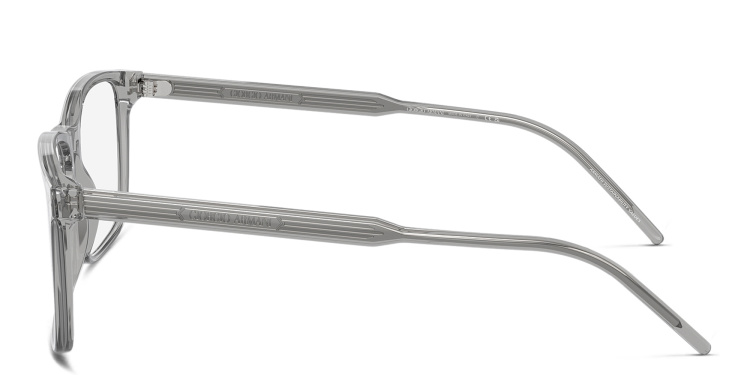 Shop GIORGIO ARMANI Logo Wide Rectangle Eyeglasses in Grey online.