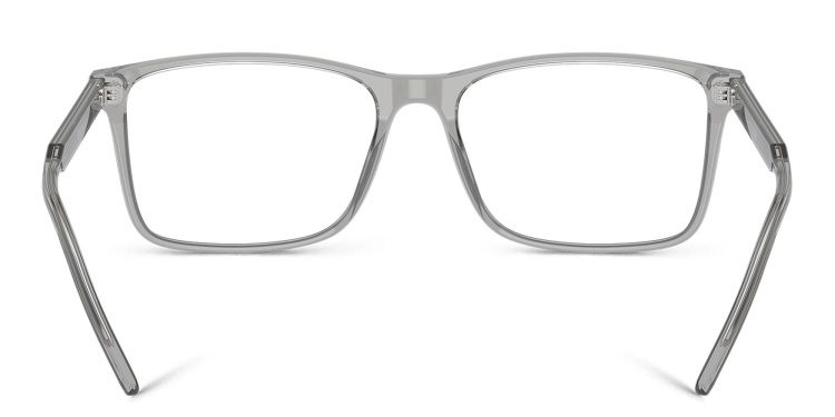 Shop GIORGIO ARMANI Logo Wide Rectangle Eyeglasses in Grey online.