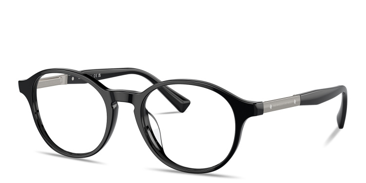 Shop BRUNELLO CUCINELLI Logo Unisex Round Eyeglasses in Black online.