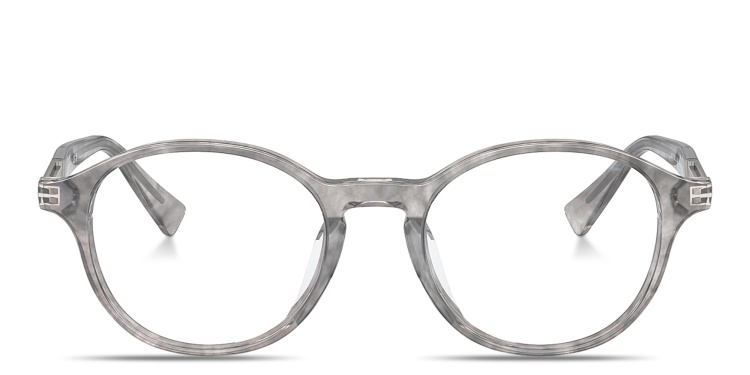 Shop BRUNELLO CUCINELLI Logo Unisex Round Eyeglasses in Grey online.