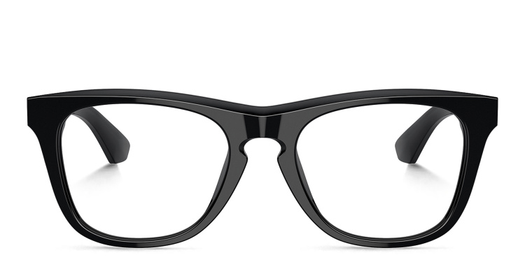 Shop BURBERRY Logo Square Eyeglasses in Black online.