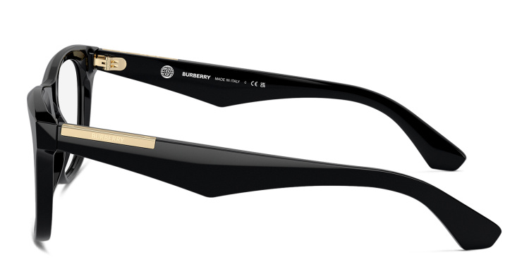 Shop BURBERRY Logo Square Eyeglasses in Black online.