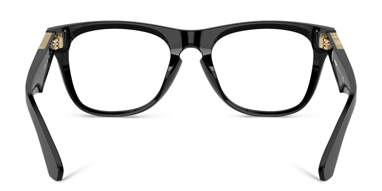 Shop BURBERRY Logo Square Eyeglasses in Black online.