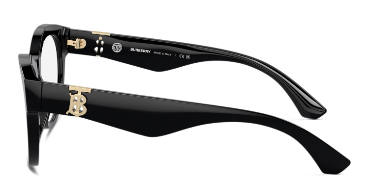 Shop BURBERRY TB Motif Round Eyeglasses in Black online.